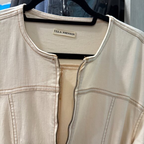 Ulla Johnson Cream Utility Jumpsuit with Puff Sleeves (Size 8) - Picture 3 of 4